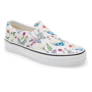 Butterfly floral marshmallow slip on Vans